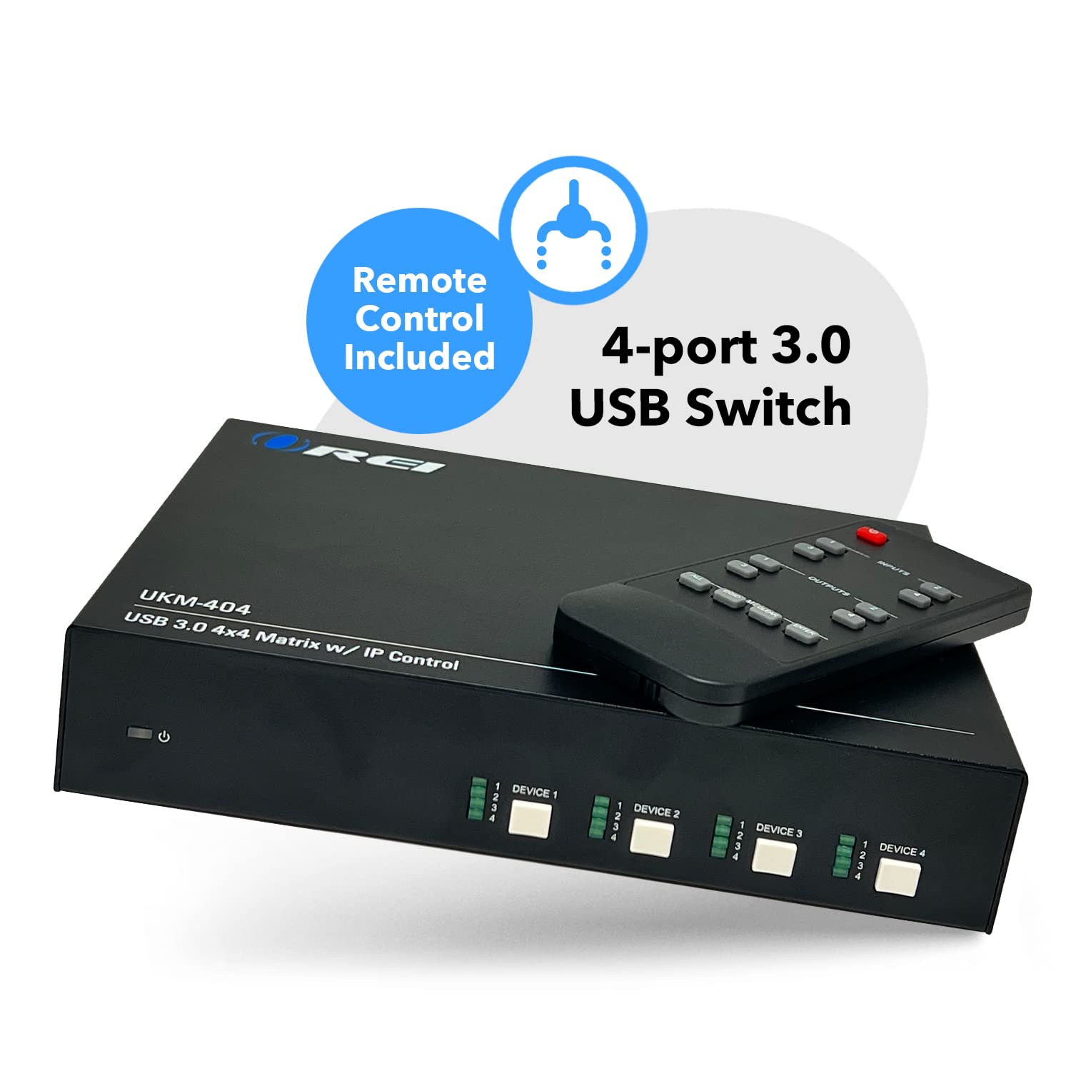 OREI USB 3.0 4x4 Matrix Peripheral Sharing Switch, Share 4 USB Devices with 4 Different Computer Hosts PC, Printer, Scanner, Mouse, Keyboard, Mulitiple Displays Monitor - IP/Remote Control