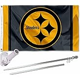 Pittsburgh Steelers Black Flag Pole and Bracket Mount Kit