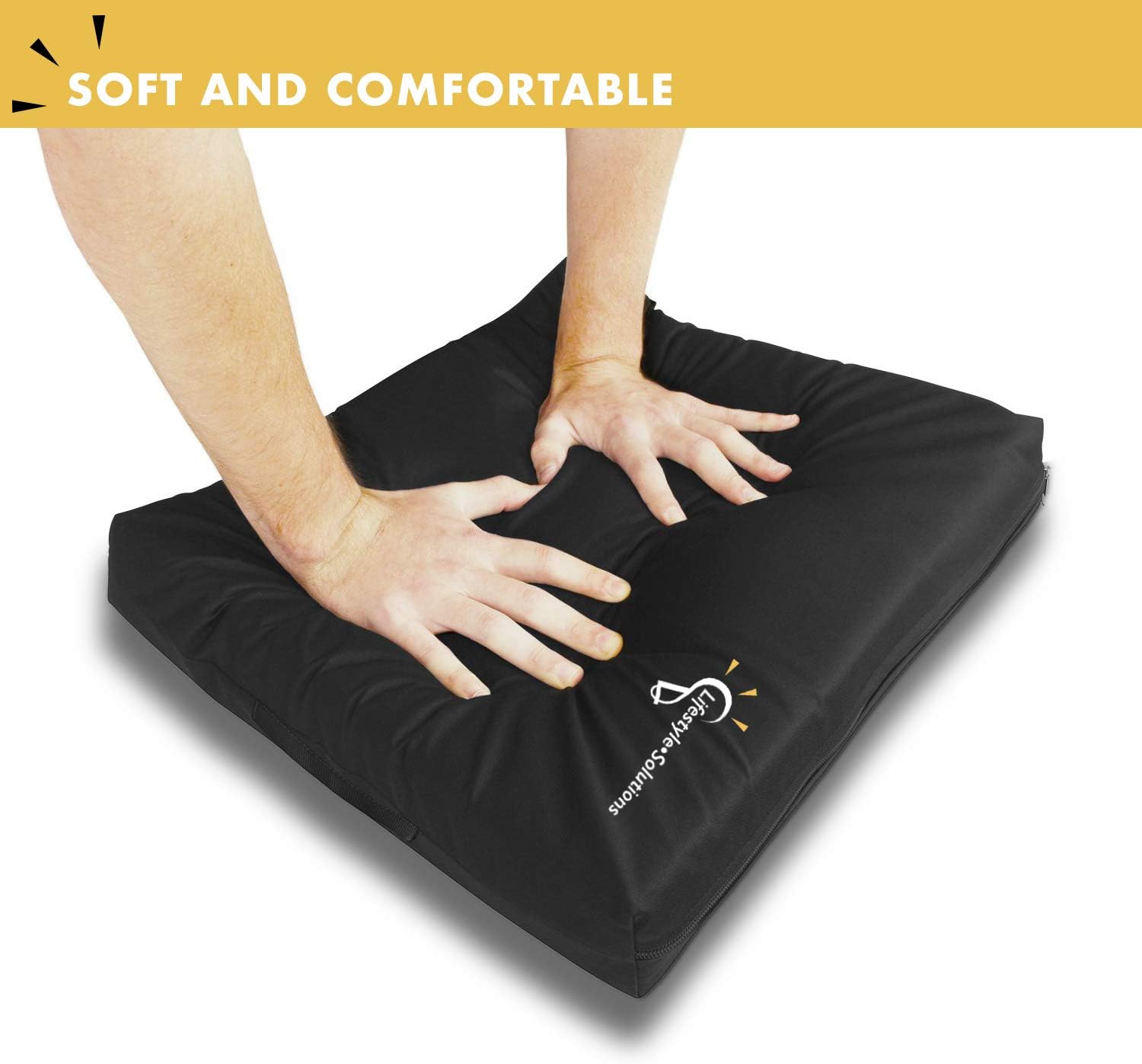 Lifestyle Wheelchair Cushion, Waterproof Orthopedic Gel Seat Pad for Back Support,Coccyx, Sciatica, Pressure Sores and Tailbone Pain Relief (16" X 16" X 3"): Home & Kitchen