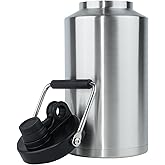 Kerilyn Insulated Gallon Jug with Handle, One Gallon, 128 Ounces, Stainless Steel, Large Double Vacuum Water Bottle for Hot & Cold Drinks, Wide Mouth, Sweat Proof, Great for Travel, Camping