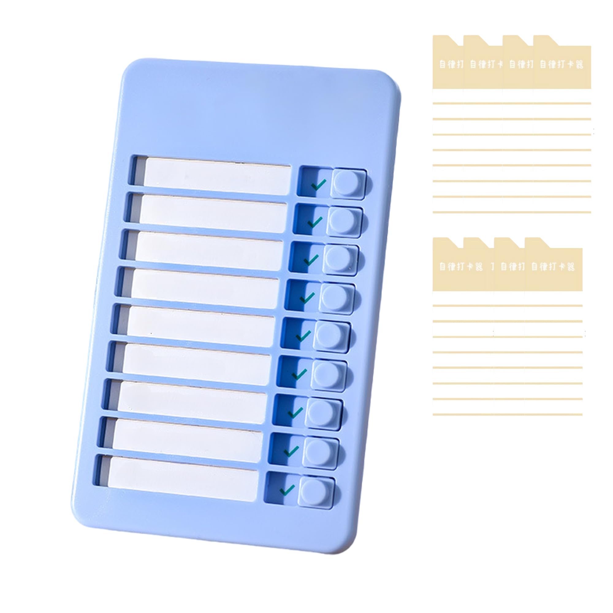 DEVENTORZ 忘れ物チェッカー セルフチェッカー 小学生 忘れ物防止 チェッカー 子供 やることリスト 子供 ミニチェックインデックス 子供の良い習慣を育むツール 26枚の交換ページ付属（ブルー） の商品画像