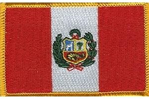 WORLD FLAGS DIRECT Country Flag Patches 3.50" x 2.25", International Embroidered Iron On or Sew On Flag Patch Emblems Over 100 Patch Options Available (Peru)