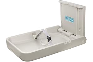 MODUNDRY Baby Changing Diaper Station - Vertical Wall Mounted, Sturdy & Durable- with Safety Straps for Commercial Restrooms(White Granite)