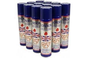 London Butane Gas Refill for Lighters, 300ml/167g, Zero Impurities, Universal Refill (12)