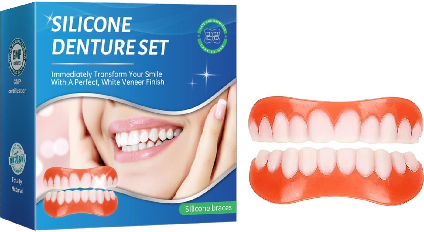 Photo 1 of Moldable False Teeth,Silicone Dentures - Men and Veneers Teeth for Women -1 PCS Upper & Lower Set– Daily Confidence Boost & Cosmetic