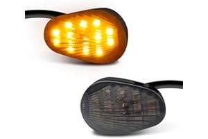 NTHREEAUTO Smoked Flush Mount LED Turn Signal Light Compatible with Yamaha YZF R1 R6 R6S, 12V Universal Motorcycle Indicators