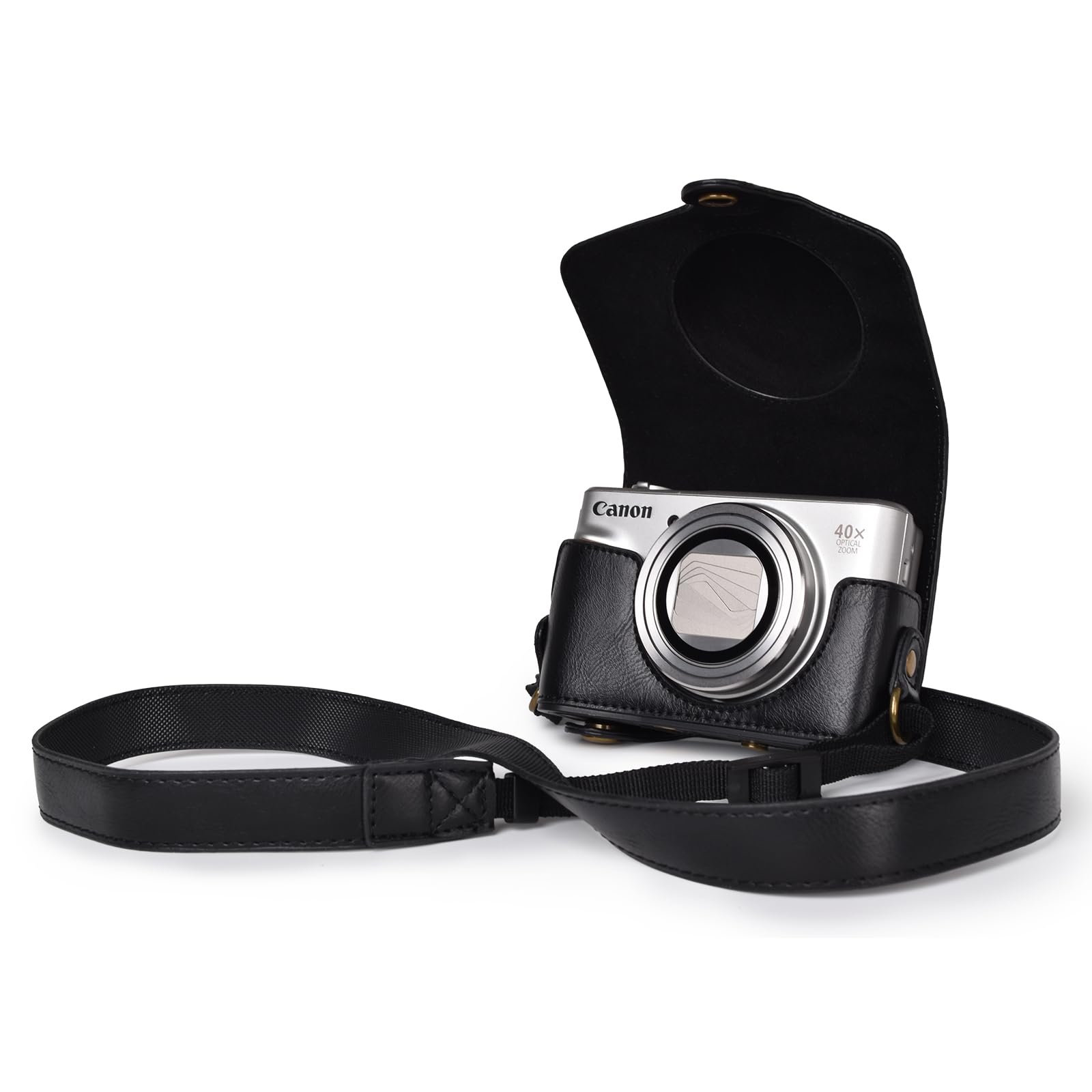 kinokoo Canon SX740 SX730 SX720 HS Case, PU Leather Camera Protective Case with Shoulder Strap for Canon PowerShot SX720 HS SX730 HS and SX740 HS Camera- - Black