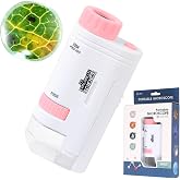Aunifun Microscope Pocket Handheld Miniscope 80X-200X Portable Microscope with LED Light for Learning Education Exploring (Pink)