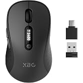XBG B15Pro Tri-Mode Wireless Bluetooth Mouse with LED Display for Laptop | Bluetooth 5.0/4.0 &amp; 2.4G, 2400 DPI, 500mAh Type-C Rechargeable, Ergonomic Silent Click, Multi-Device for PC Tablet Office