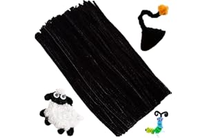 XIAOJING0 100 PCS Chenille Stems for Crafts, Craft Pipe Cleaners s, Thick Pipe Cleaners, Arts Crafts for DIY, Festive Days Decoratio, Craft Projects Creative (Black)
