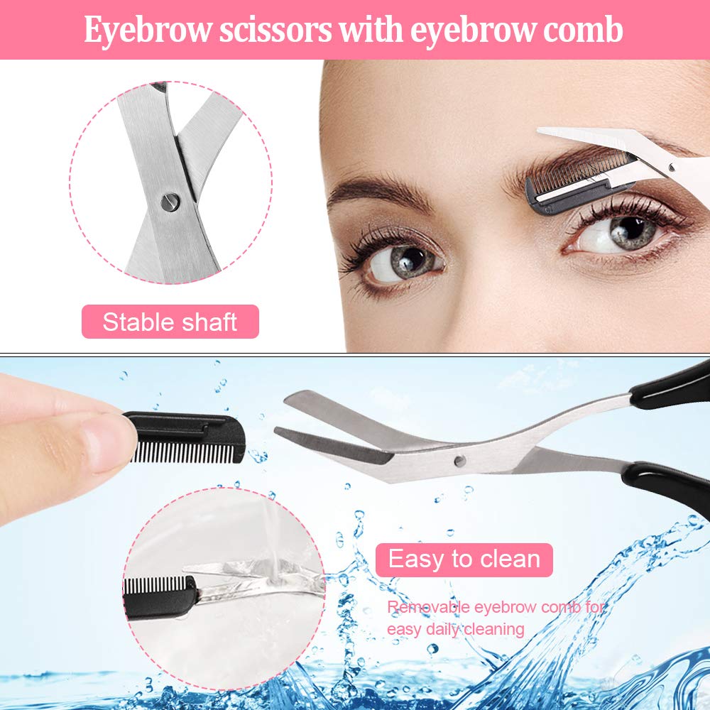 8 in 1 Eyebrow Grooming Set, EBANKU Eyebrow Razor Eyebrow Scissors Eyebrow Tweezer Eyebrow Comb Eyebrow Scraping Nose Hair Scissors Eyelash Curler False Eyelashes Applicator Tool Eyebrow Tools Kit: Beauty