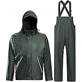 TOWN&FIELD Rain Suits for Fishing Waterproof Rain Gear for Men Women Heavy Duty Rain Coat Jacket with Pants/Overalls