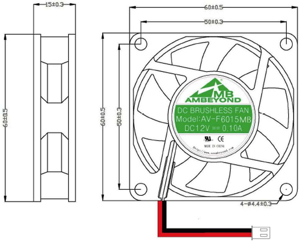 60mm x 60mm x 15mm 6015 12V DC Brushless Cooling Fan, Dual Ball Bearing System, 2pin - Image 5