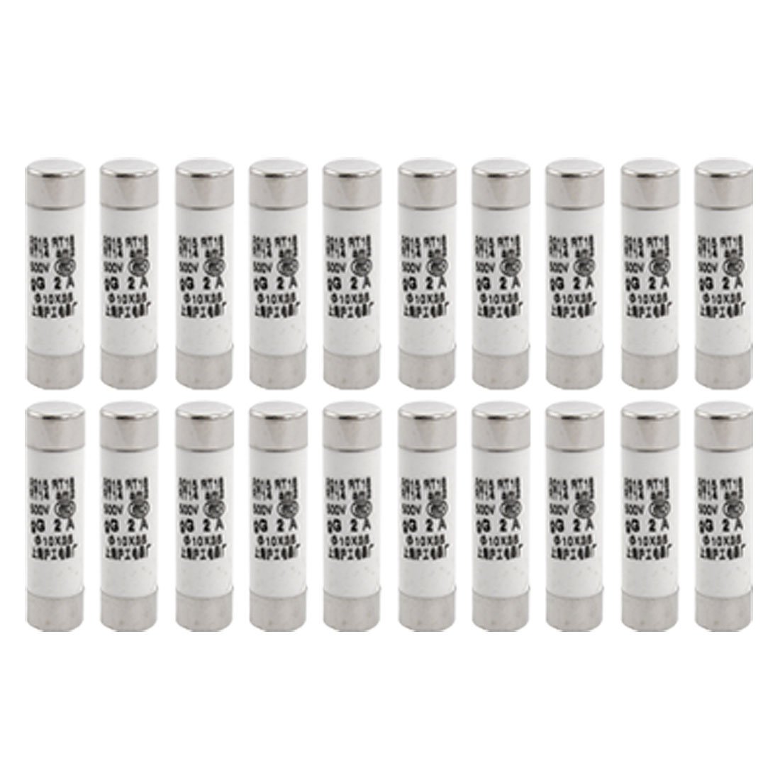 sourcing map R015 500V 2A 10 x 38mm Cylindrical Fuse Links (Bag of 20)