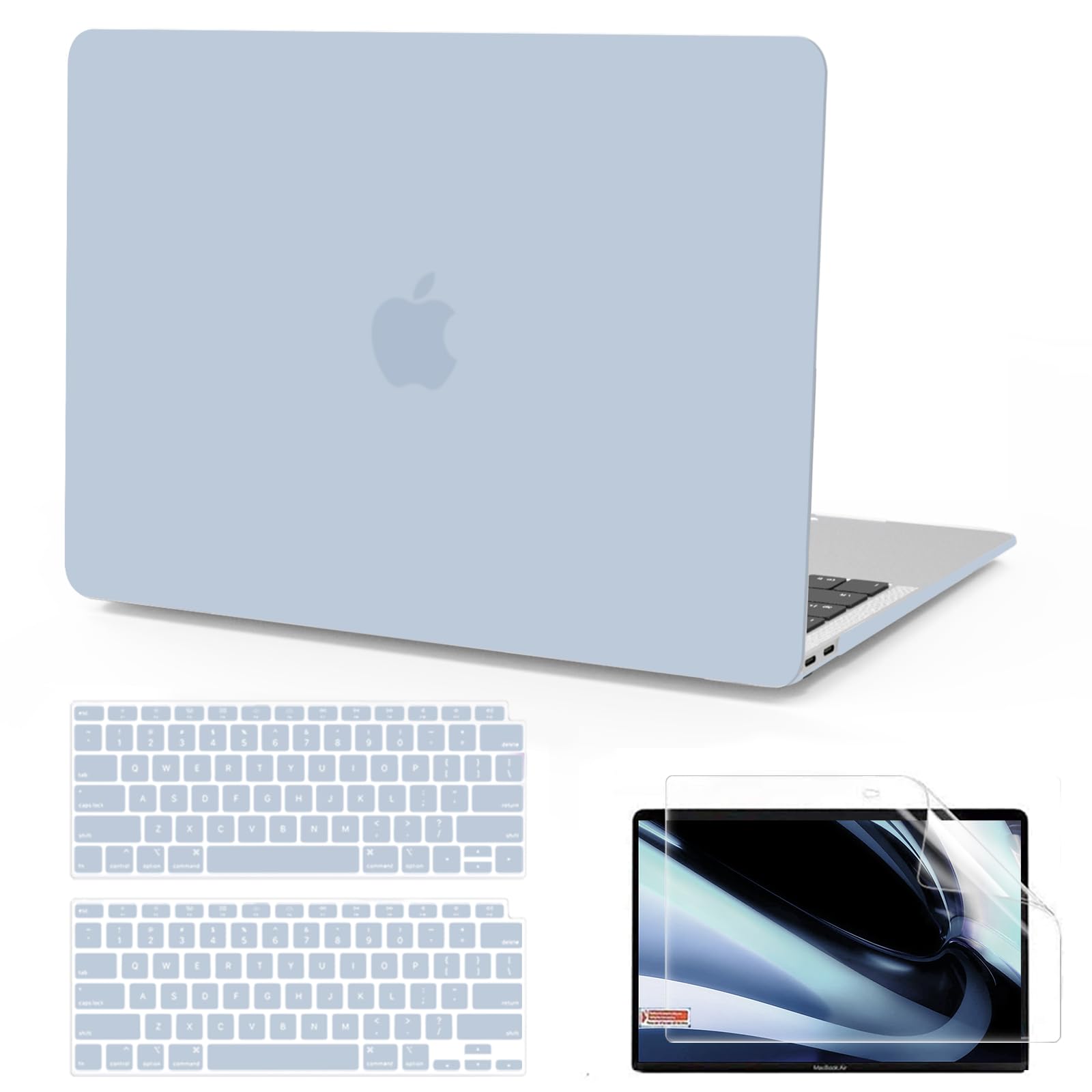 Photo 1 of B BELK Compatible with MacBook Air 13 inch Case 2022 2021 2020 2019 2018 A2337 M1 A2179 A1932, Matte Plastic Hard Shell Case for MacBook Air 13.3 inch +Keyboard Cover +Screen Protector, Baby Blue