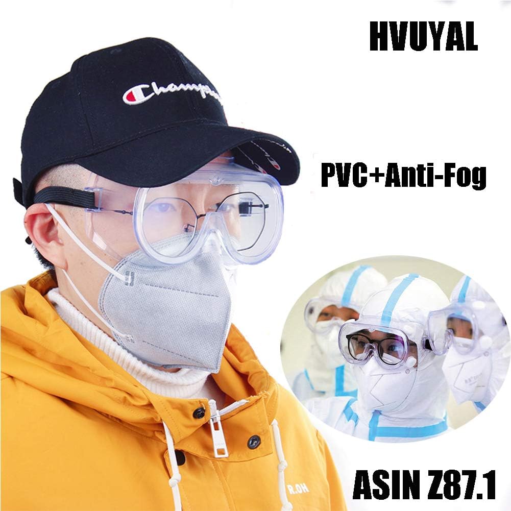 Safety Goggles Glasses For Medical Work - Protective Virus Goggles Anti-Fog Goggles Liquid Splash Clear Lens Wide-Vision Adjustable Strap Eyewear Unisex Eye Shield Spectacles