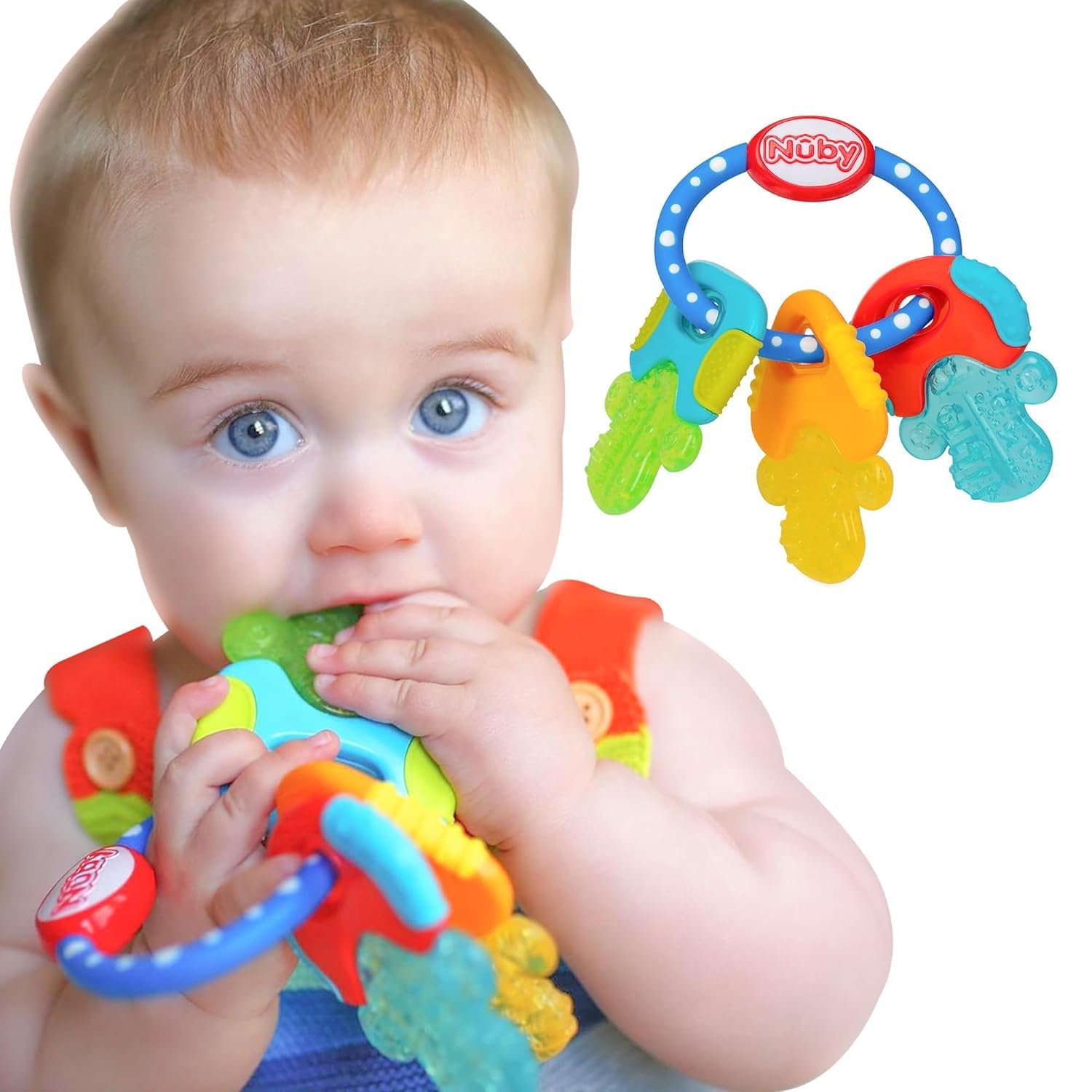 Photo 1 of Nuby Ice Gel Teether Keys - Silicone Soothing Baby Teether Toys for Infants - Gentle for Sore Gums Colorful and Fun Toys - Safe and Durable Infant Baby Teething Toy - Blue