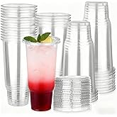 Huaiid 32 oz Clear Plastic Cups with Lids, 30 Pack Disposable Party Cups for Coffee Milkshake Wedding Birthday Party Picnics