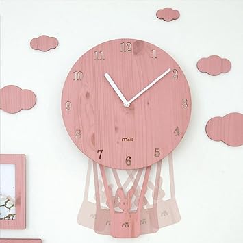 Lxz Swing Creative Cartoon Wanduhr Wohnzimmer Einfache Personlichkeit Uhren Kinderzimmer Mute Lovely Wooden Wanduhr Pink Blau Grun Braun Pink Amazon De Kuche Haushalt