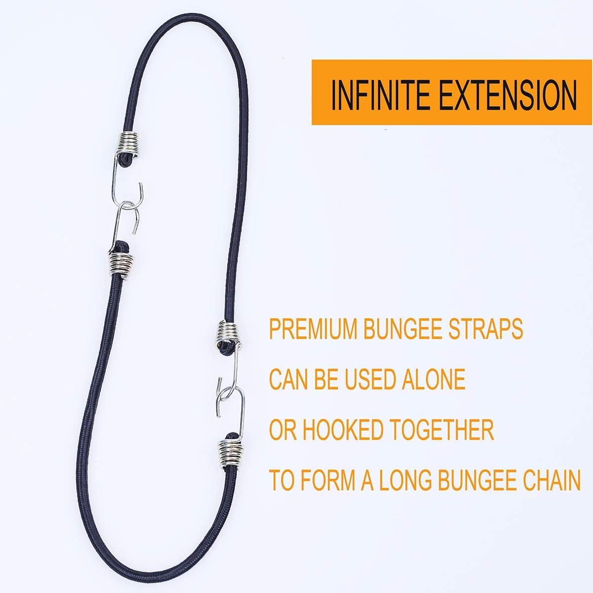 10 Pack Mini Bungee Cords with Hooks, 9 Inch Rubber Stretchy Bungee Cords with Carabiner Hooks for Camping, Tools, Tarps (Black) - - 