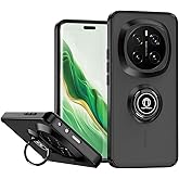 QUIETIP Case Compatible with Honor Magic 7 Pro,TPU + Hard PC Shockproof Magnetic Ring Car Mount Stand Cover,Black