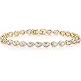 PAVOI 14K-18K Gold Plated Simulated Diamonds Bezel Set Tennis Bracelets for Women - Cubic Zirconia Stones Trillion Trinity Radiant Cut Round Pear Heart Statement Bride Gold Bracelet Stack - Sizes 6.5-7.5 Inch