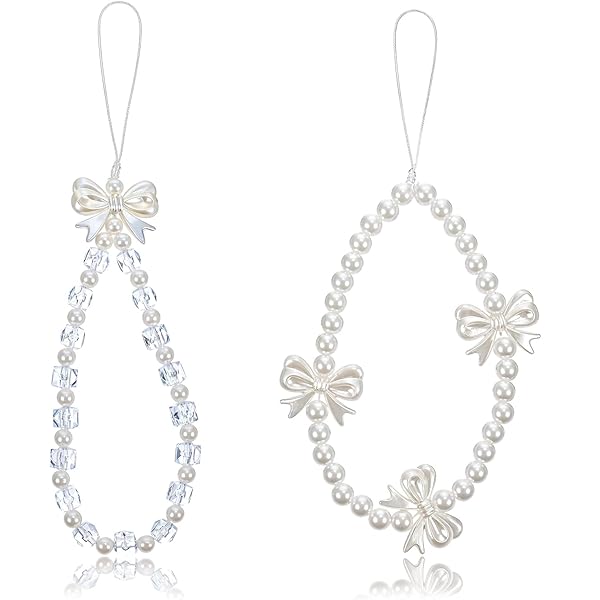 4pcs Phone Charms Strap, 4 Styles Butterfly Bow Knot Pearl Phone - View #10