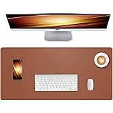 NUOYOU Desk Pad PU Leather Large Mouse Pad Laptop Computer Desk Mat Table Blotter Desktop Waterproof Non-Slip Protector for Office and Home (Maroon, 120x43cm)