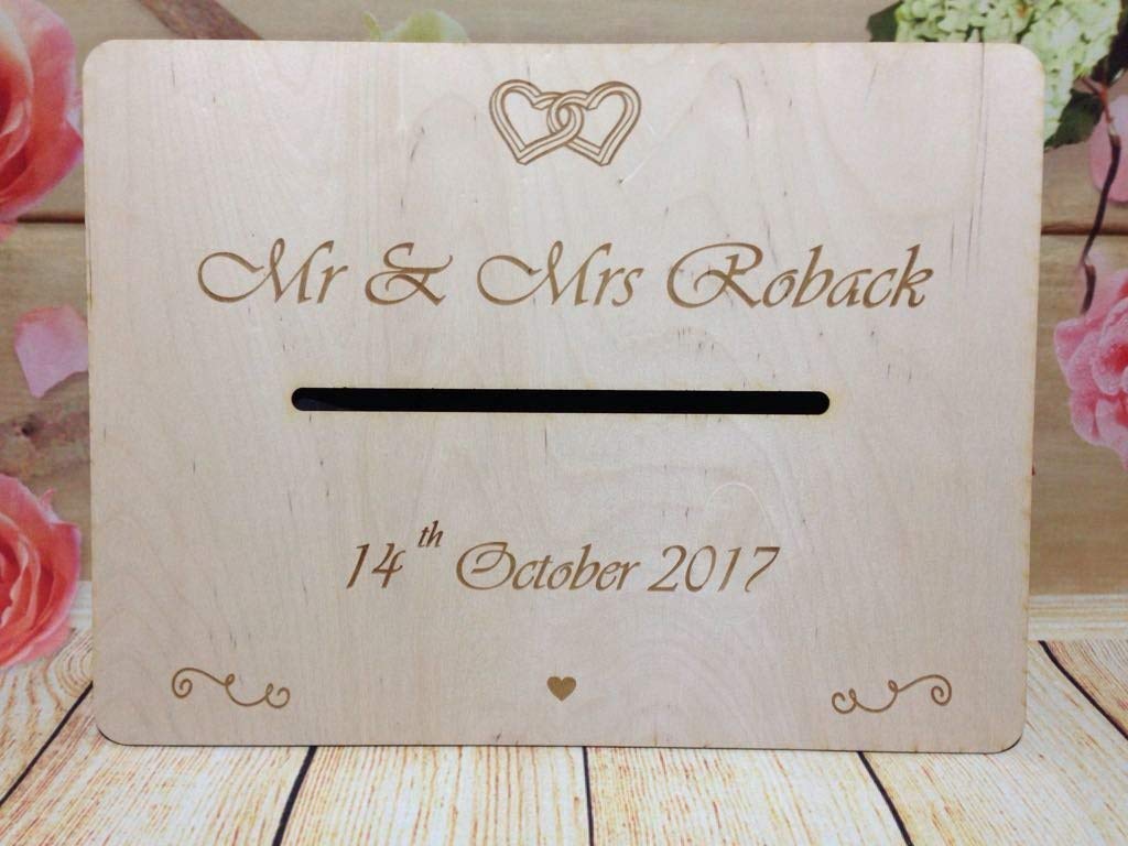 Love Hearts Personalised Wedding Guests Wish Post Box Wooden Box with