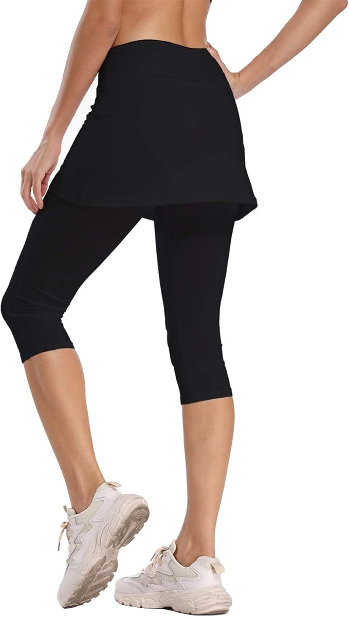 Ibeauti Womens UPF 50+ Skirted Capri Leggings Yoga Pants