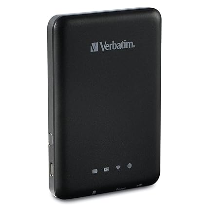 Verbatim MediaShare Wireless, tragbares Streaming-Gerät mit W-Lan, zur Datensicherung und Datenabruf, mit SD-Karten Slot und 