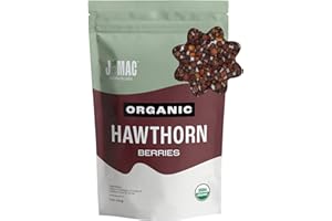 J Mac Botanicals, Organic Dried Hawthorn Berries Whole (4 oz) Hawthorn berry from Eastern Europe, certified Organic hawthorn berry tea, Hawthorne berries bulk resealable bag, Dried Hawthorn berries