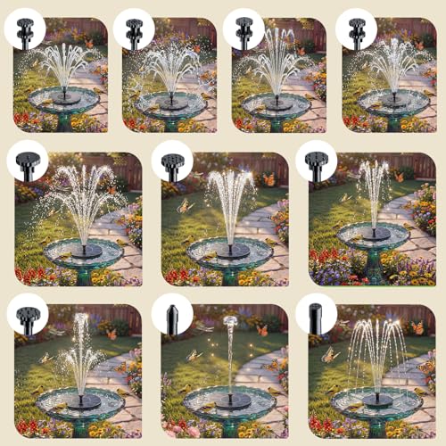 AISITIN 3.5 W Solar Fountain for Outdoor Use (Diameter 180 mm), Solar Fountain for Outdoor Use with Various Fountain Styles and 4 Support Poles for Garden, Pond, Bird Bath, Water Feature