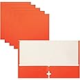 Better Office Products Two Pocket Portfolio Folders, 50-Pack, Orange, Letter Size Paper Folders, 50 Pieces, Orange