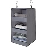 GRANNY SAYS 3-Shelf Hanging Closet Organizer and Storage, Collapsible Hanging Closet Shelves, Hanging Organizer for Closet & RV, Gray, 29 ½" H X 12" W X 12" D, 1-Pack