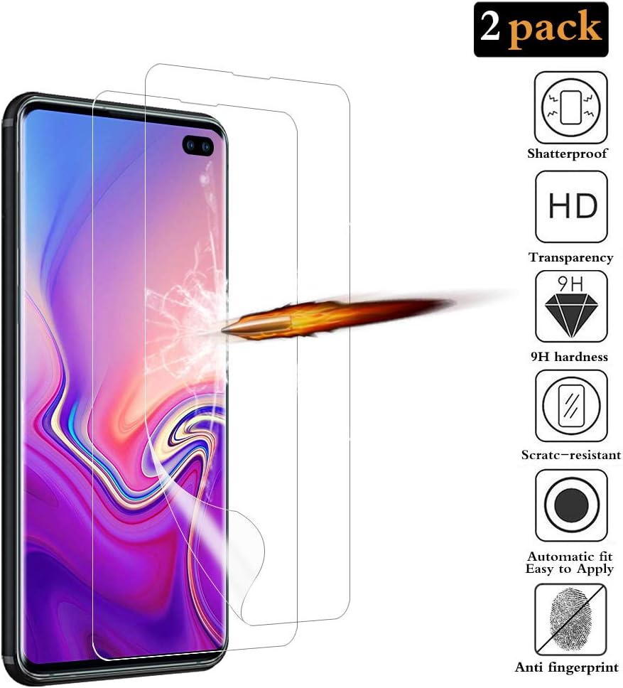ANKENGS Samsung galaxy S10 Plus Screen Protector [2 Pack], Screen protector [TPU Film] with Samsung Galaxy S10 Plus, [Not Tempered Glass] [Full-Coverage] Flexible TPU film for Galaxy S10 Plus