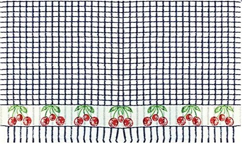 Samuel Lamont & Sons Poli-dri Jacquard Tea Towel Blue Cherries, Size 50cm x 70cm, 100% Cotton Terry Towelling