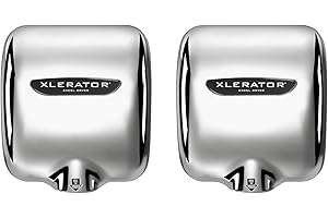 XLERATOR XL-SB 1.1N High Speed Commercial Hand Dryer, Brushed Stainless Cover, Excel Dryer, Automatic Sensor, Surface Mounted, Noise Reduction Nozzle, LEED Credits 12.2 Amps 110/120V (2 Pack)