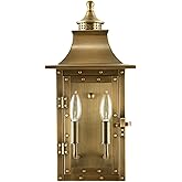 Acclaim Lighting 8302AB | Vintage Solid Brass Two Light Dimmable Wall Mounted Outdoor Wet Rated Lantern with Clear Glass | Ha