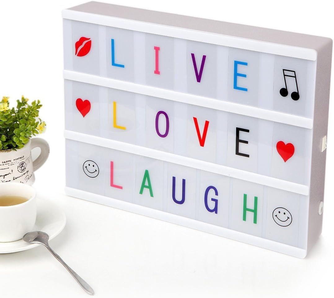 LitEnergy A4 Size Cinematic LED Letter Box with Gray Body and Multi-Color Letters