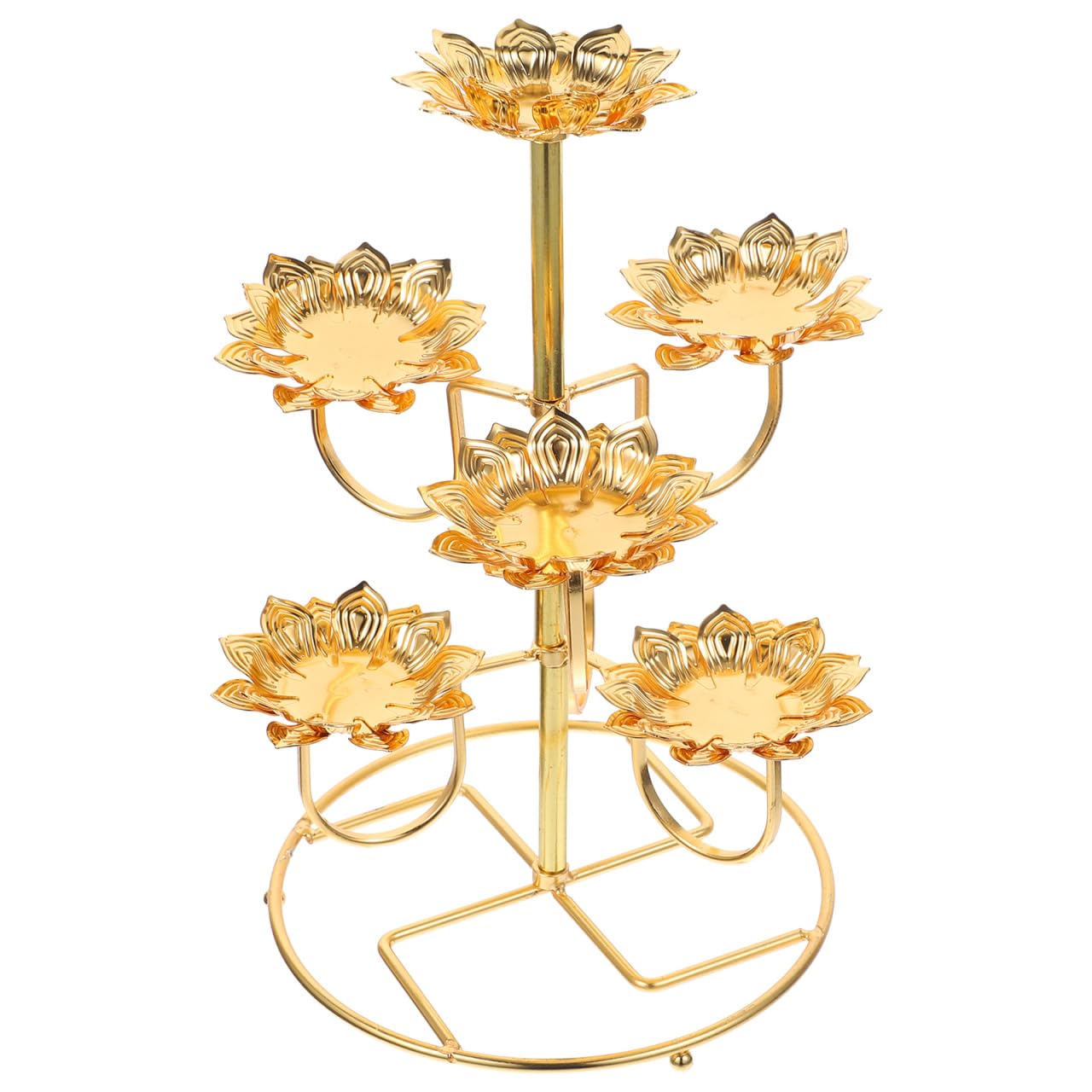 MILISTEN Lotus Candle Holde: Ghee Oil Lamp Holders Buddha Tealight Candle Tray Stand Metal Candelabra Lotus Lamp Diwali Tea Light Stand for Temples Home
