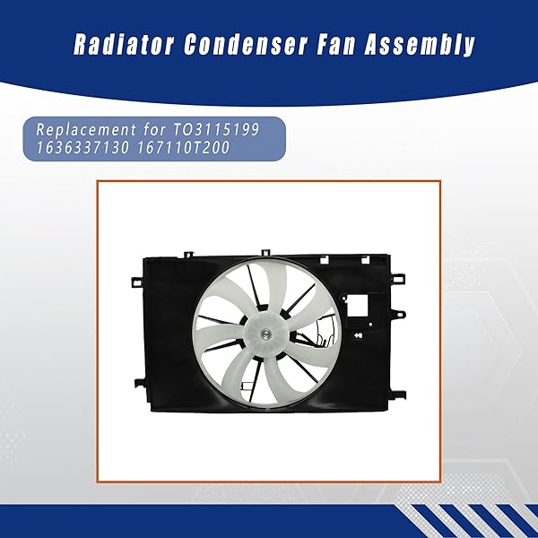 GXYWADY COOLING FAN RADIATOR CONDENSER FAN ASSEMBLY REPLACEMENT FOR TO3115199 1636337130 167110T200 REPLACEMENT FOR COROLLA 1.8L 2020-2022