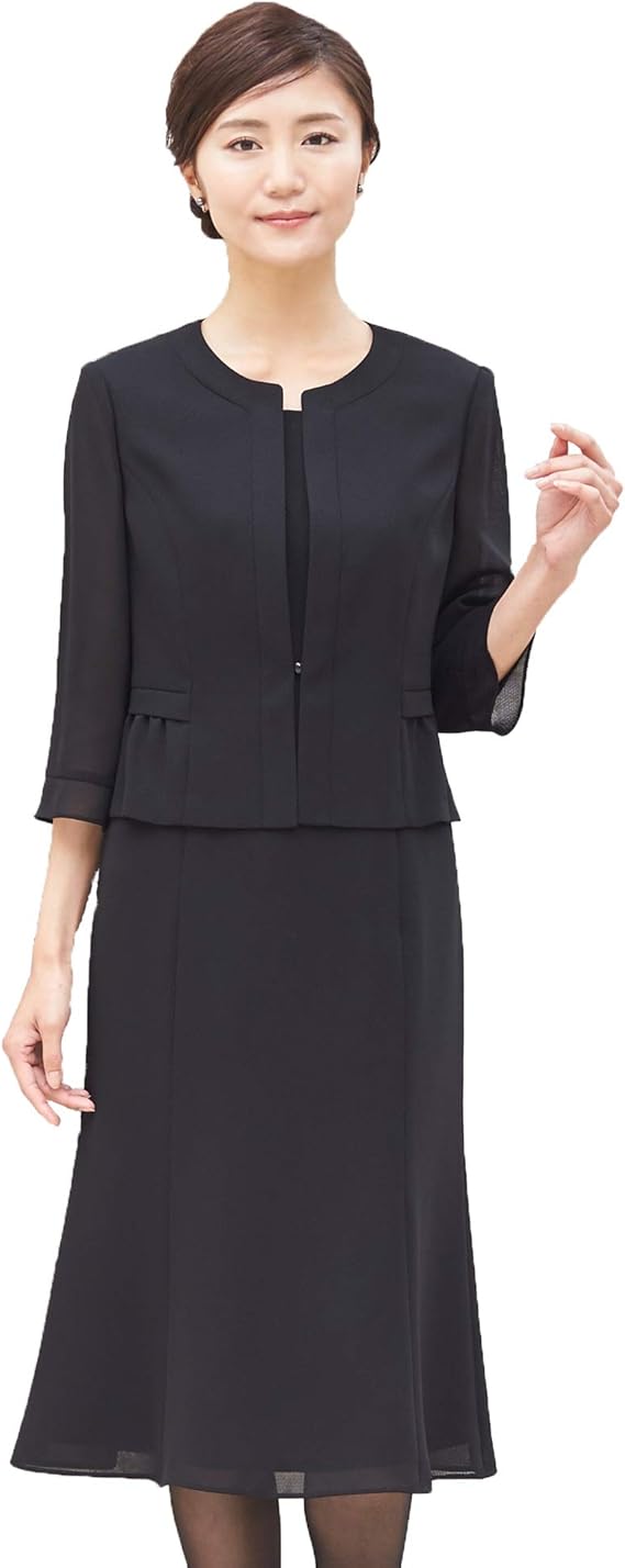 Amazon B Gallery ノーカラー サマーワンピース ウォッシャブル対応 前開き 授乳対応 ブラック 7号 17号 レディース ブラックフォーマル ワンピース チュニック 通販