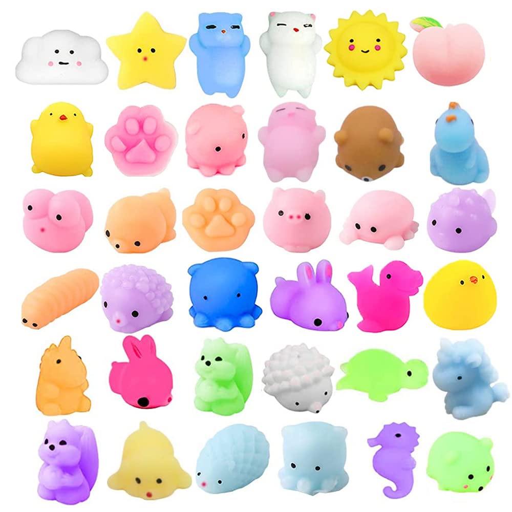 Mochi Squishy Toys , 36 Pcs Mini Squishy Animal Toys Squishy Fidget Toys Squishies Party Bags Filler Soft Squeeze Stress Reliever Toys for Kids and Adults