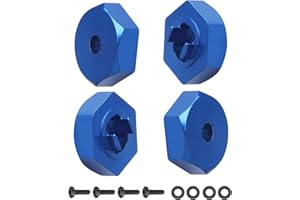 Hobbyfire Metal Aluminum Wheel Hex Hubs 4-Pack Upgrades for 1/18 Traxxas LaTrax Teton Desert Prerunner SST, Replace Parts 7669 (Blue)
