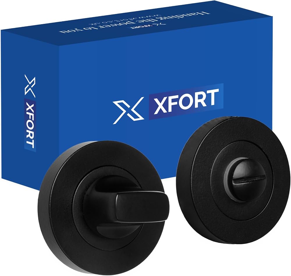 XFORT Matt Black Thumb Turn Lock Bathroom Door Deadbolt Kit