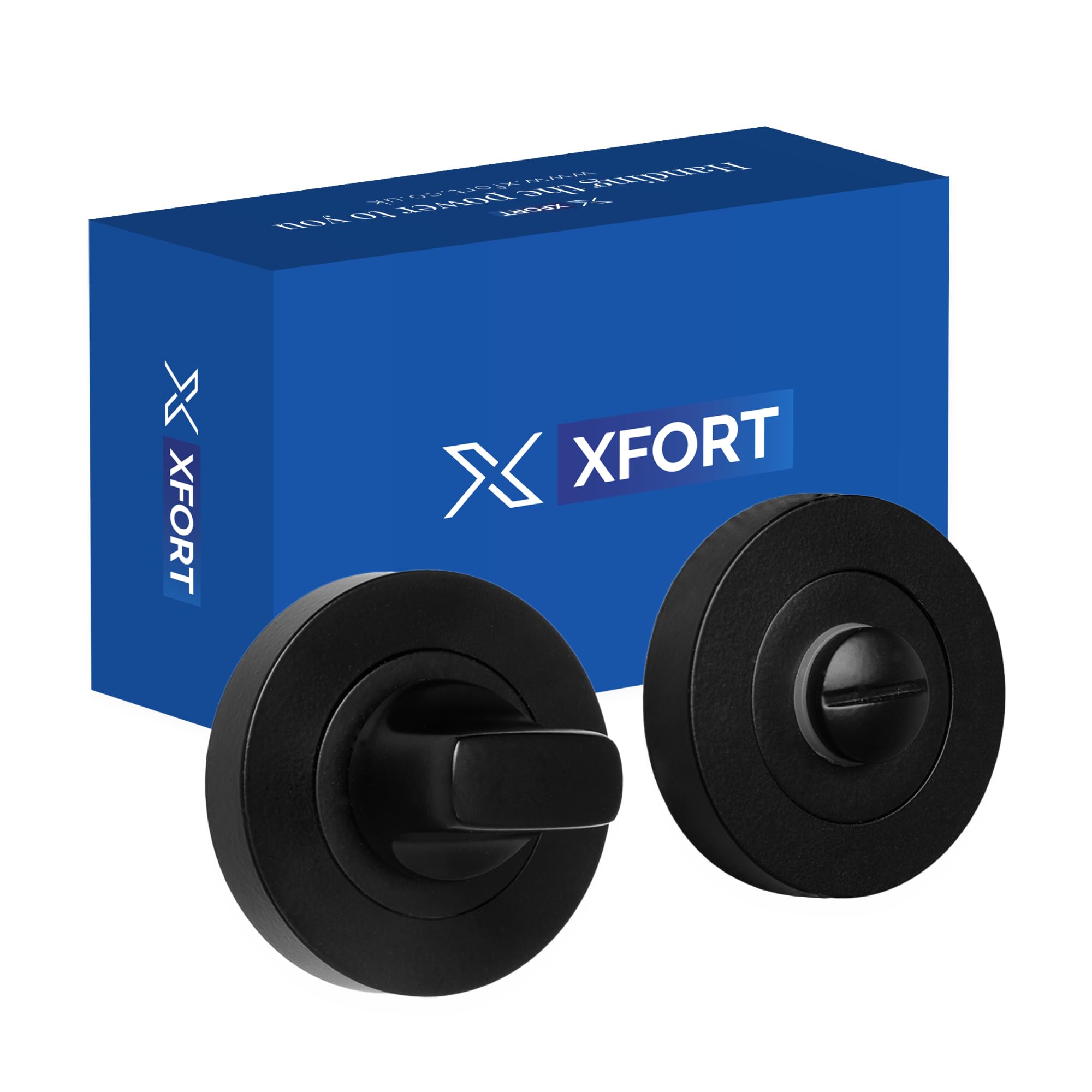 XFORT Matt Black Thumb Turn Lock - Bathroom Door Lock Deadbolt Kit - Thumb Turn & Release Mechanism Ideal for Internal Wooden Toilet Door Locks
