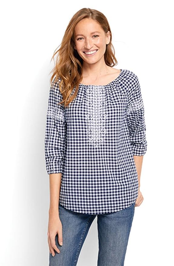 Orvis Women's Peasant Gingham Embroidered Shirt at Amazon Women’s