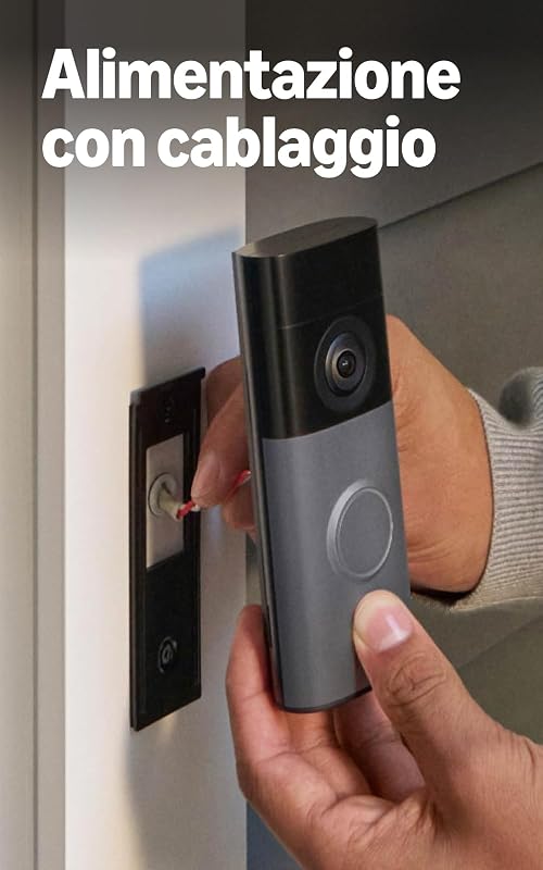 Videocitofono cablato (Video Doorbell Wired) (ultimo modello), Campanello con videocamera, Retinal 2K, zoom avanzato 6x, Prova gratuita di 30 giorni del piano di abbonamento Ring