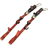 PRO CAKEN 2 PCS 1”Width Soft Loop Motorcycle Tie Down Strap-7ft-1200LB Break Strength,Fit for Moving Cargo,Lawn Equipment, Appliance,Motorcycle,with Premium S-Hook & Ratchet Mechanism-Orange